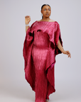 Elegant Fuchsia Pleated Gown