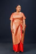 Royal Red & Gold Wrap Gown