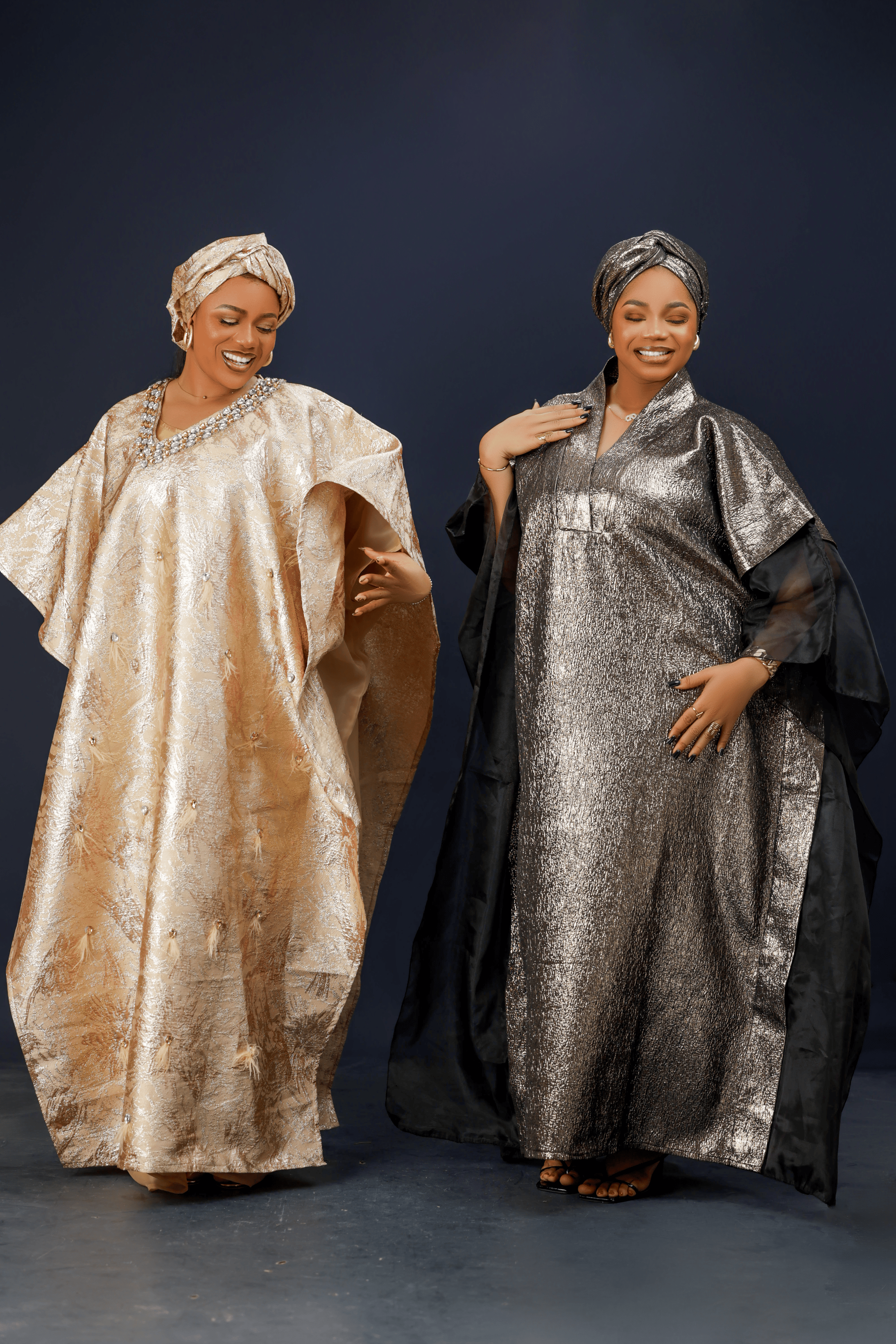  Golden Goddess Boubou in metallic gold with embellished neckline
