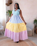 Multi-Colored Flared Dress