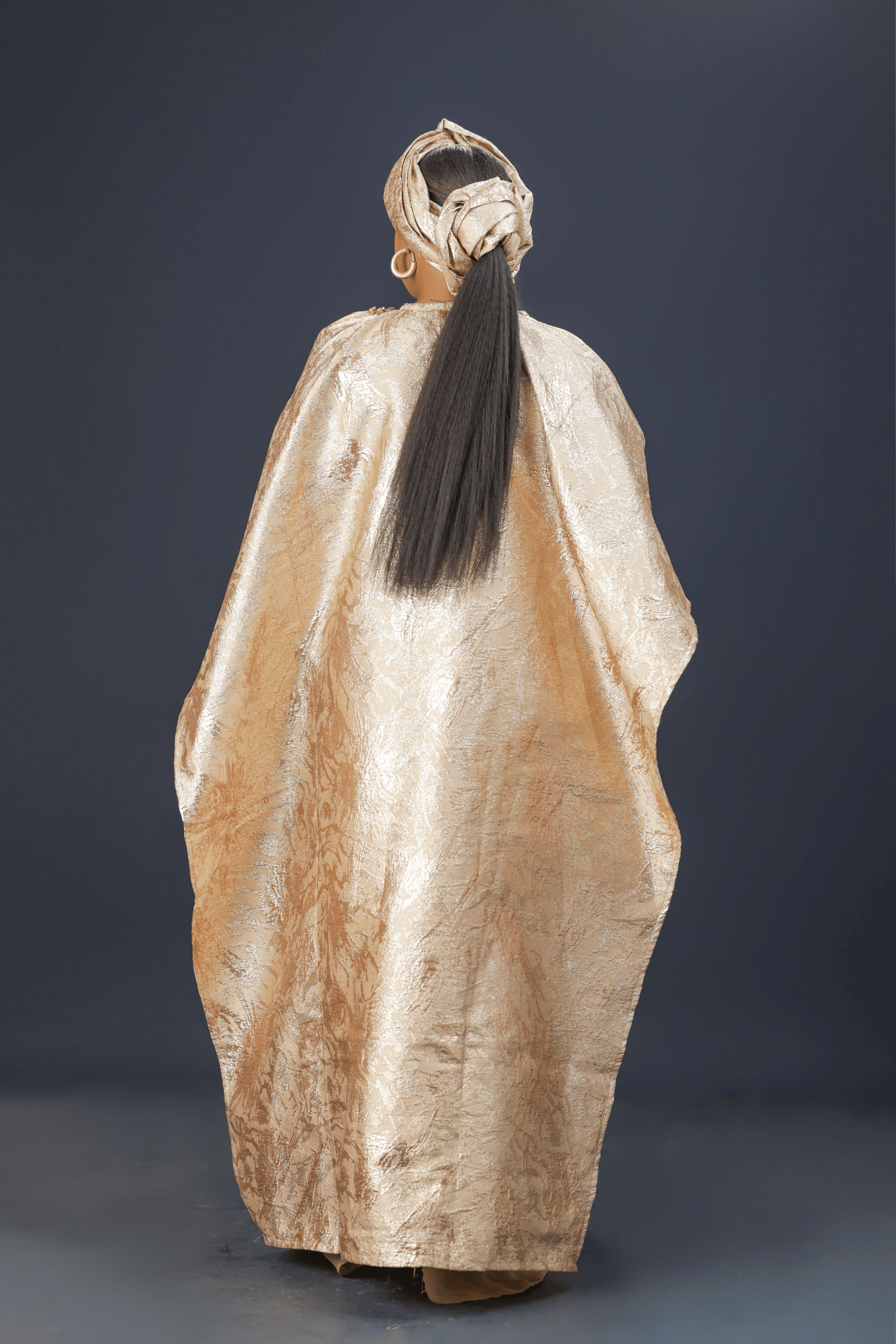  Golden Goddess Boubou in metallic gold with embellished neckline
